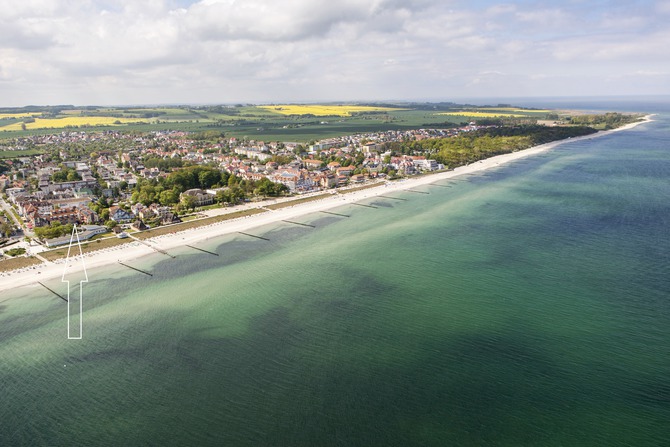 Ferienwohnung in K&uuml;hlungsborn - Appartementanlage Ostseeblick Fewo R&uuml;gen 12 - Luftaufnahme mit Appartementanlage Ostseeblick